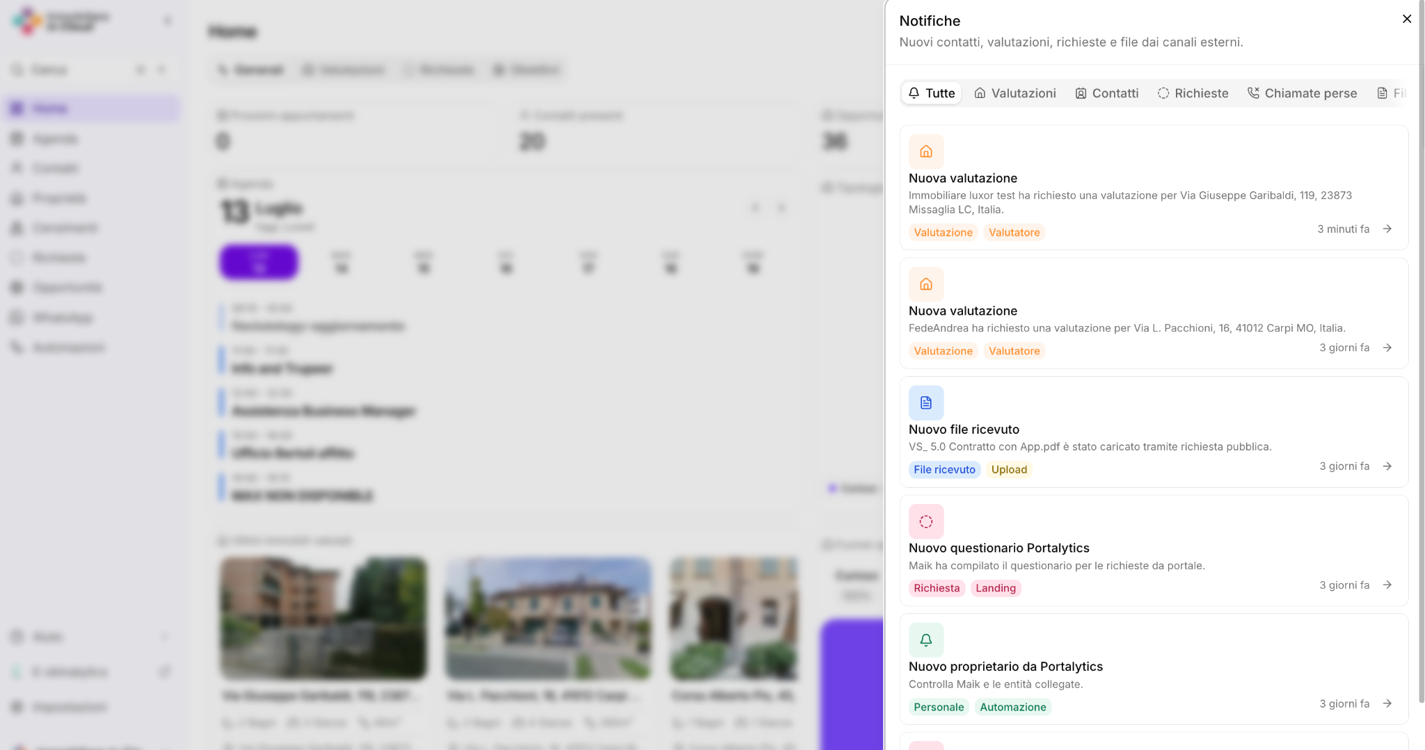 Notifiche di Immobiliare in Cloud