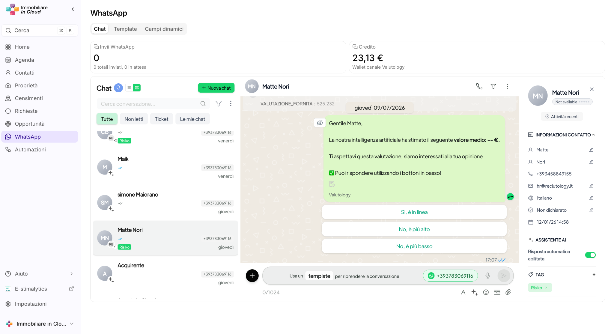 WhatsApp di Immobiliare in Cloud